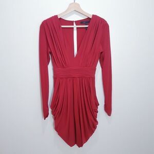 NWOT BCBGMaxAzria Raspberry Ruched Lark Dress